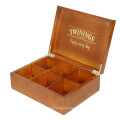 Simple Style Tea Bag Organizer Storage Box Keepsake Hot Stamping Logo Wooden Box Tea
